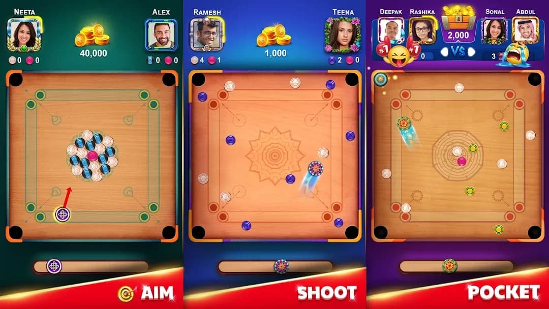 Carrom King مهكر — لقطة شاشة 1