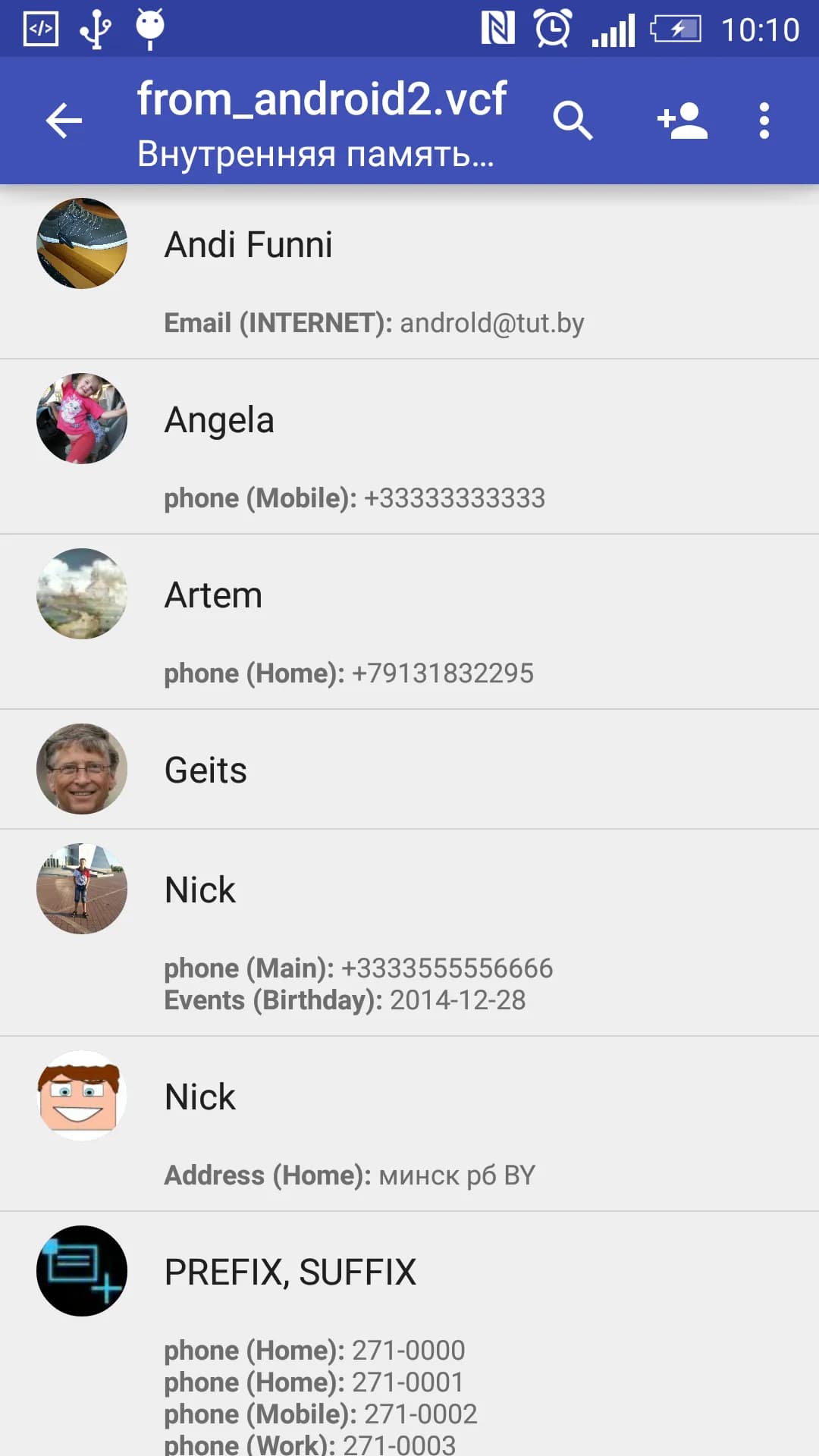 Contacts VCF مهكر — لقطة شاشة 1