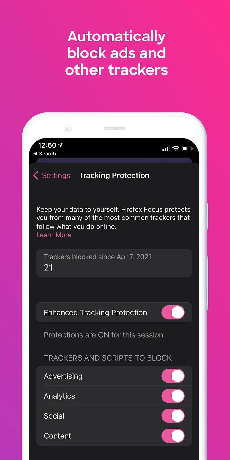 Firefox Focus مهكر — لقطة شاشة 3