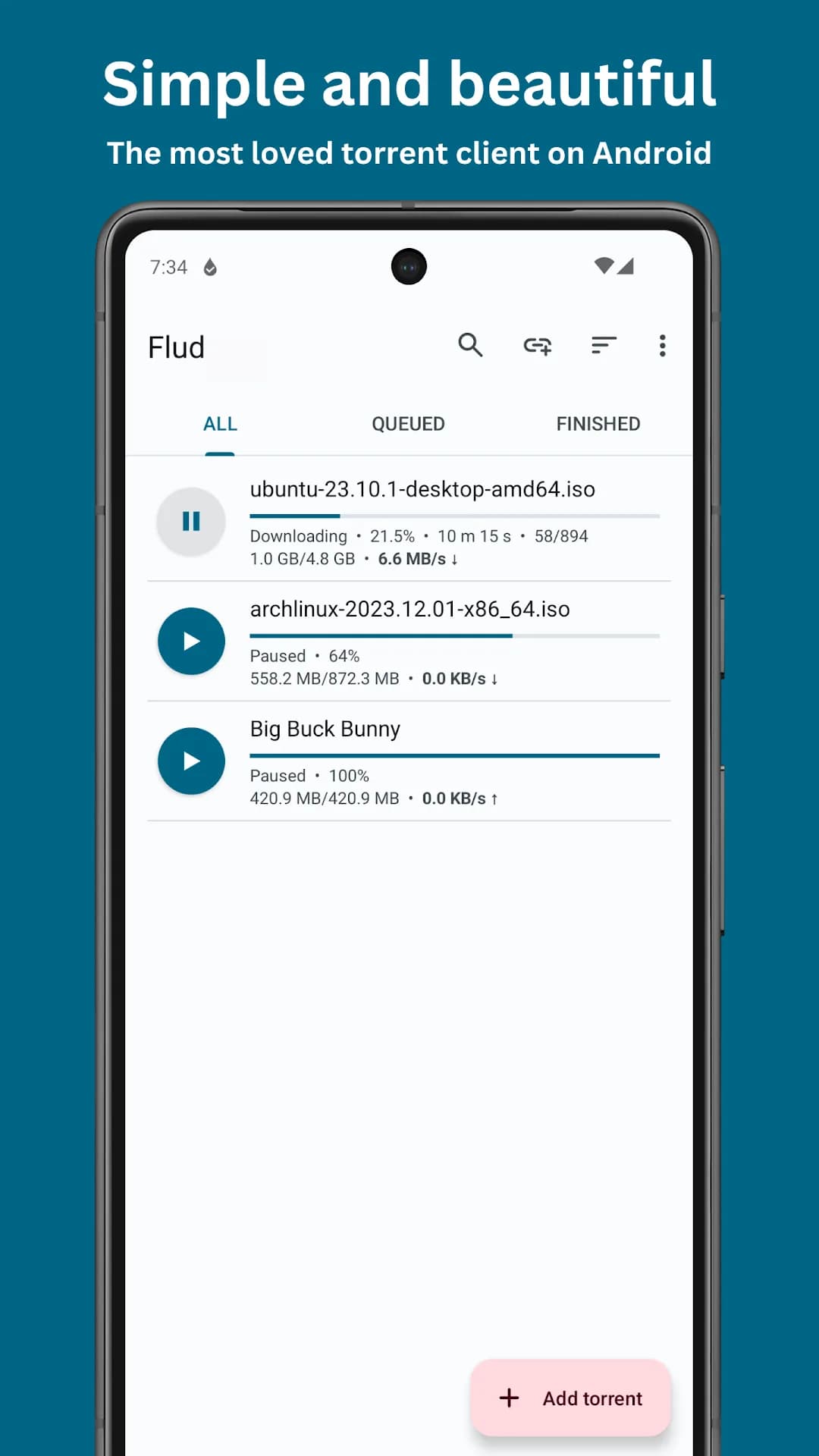 Flud+ Torrent Downloader مهكر — لقطة شاشة 1