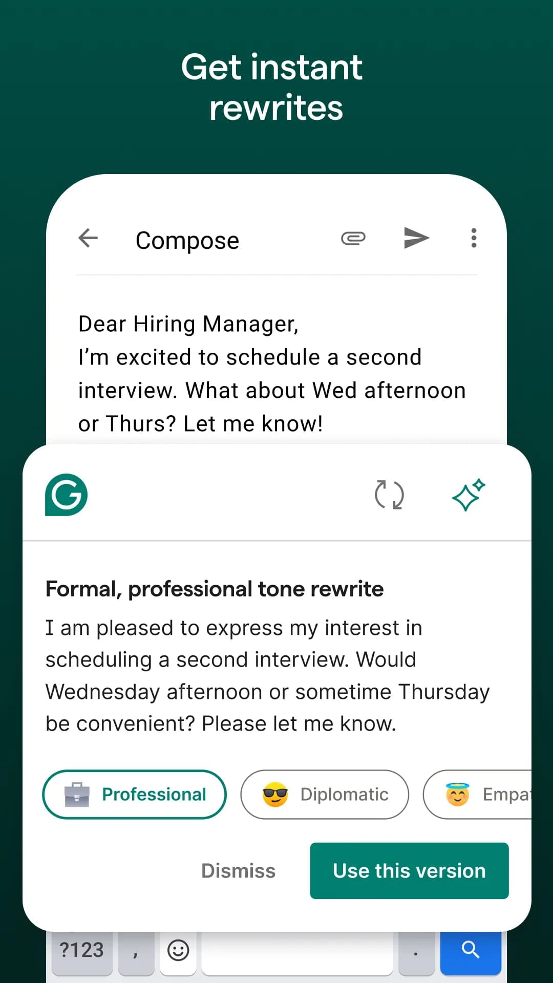 Grammarly Keyboard مهكر — لقطة شاشة 2