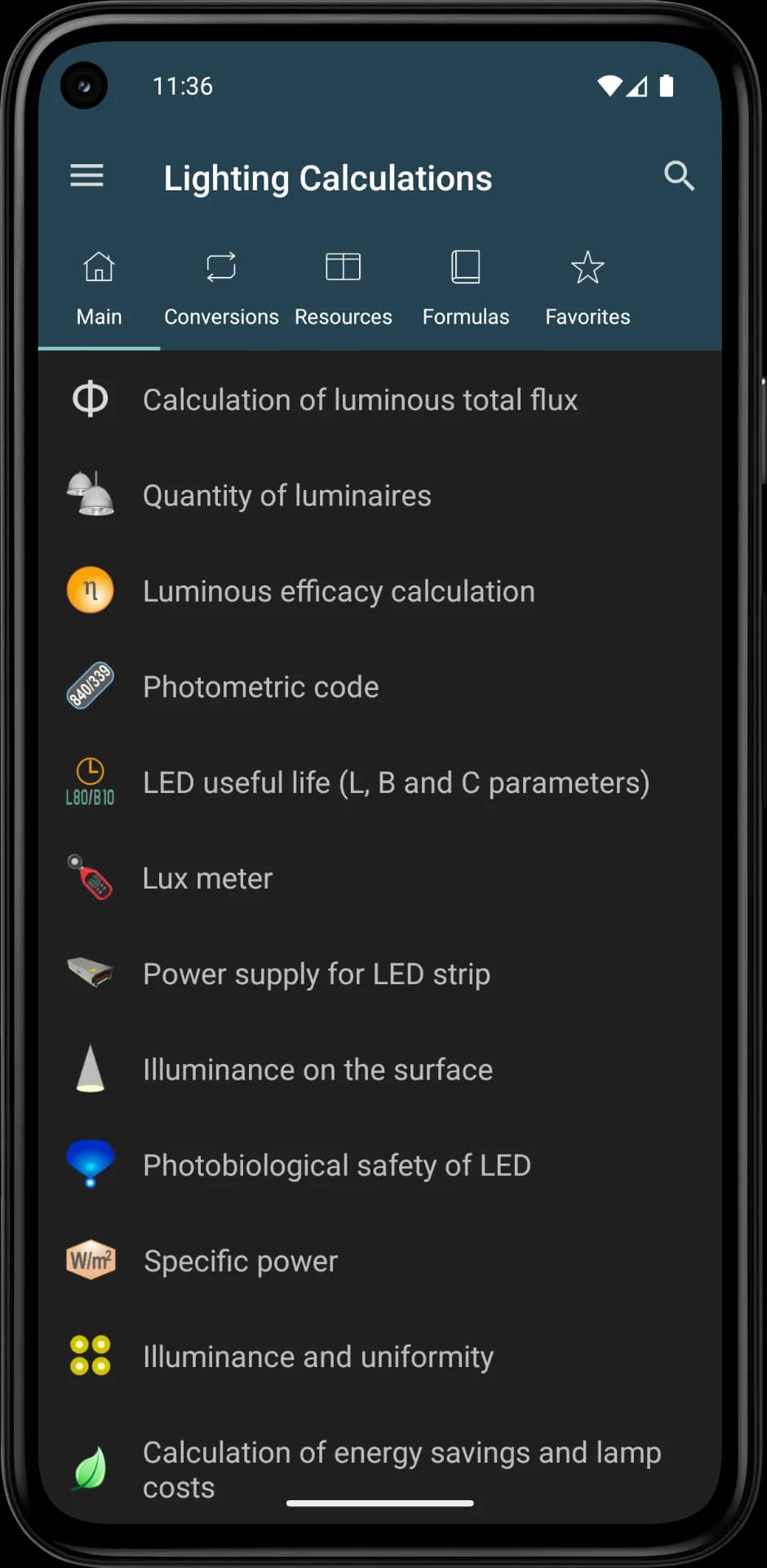 Lighting Calculations مهكر — لقطة شاشة 1