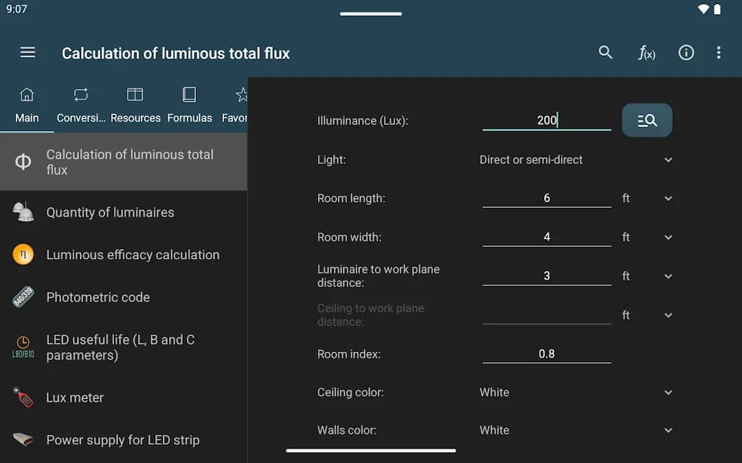 Lighting Calculations مهكر — لقطة شاشة 7