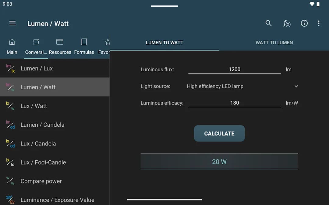 Lighting Calculations مهكر — لقطة شاشة 8