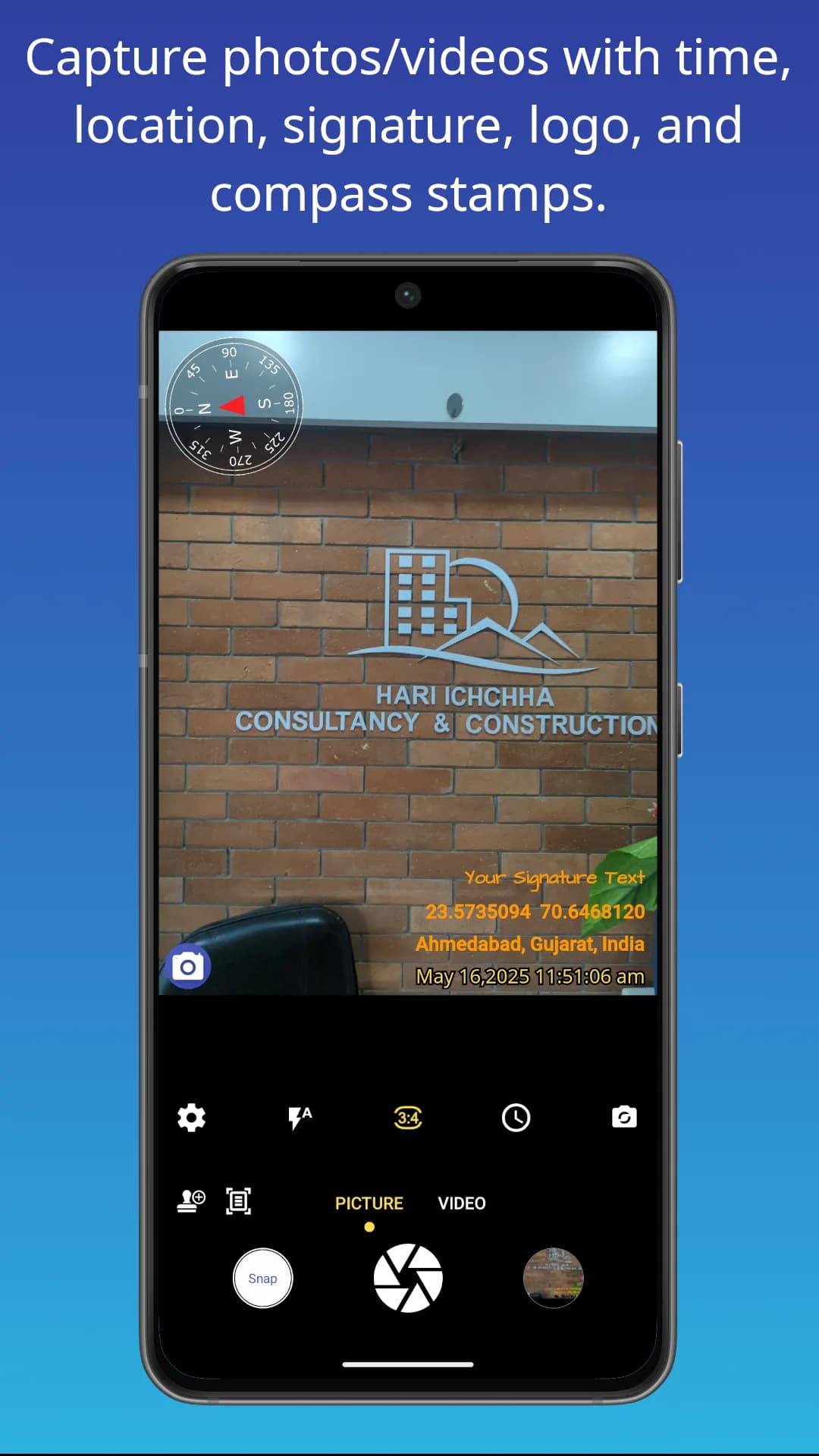 PhotoStamp Camera مهكر — لقطة شاشة 1
