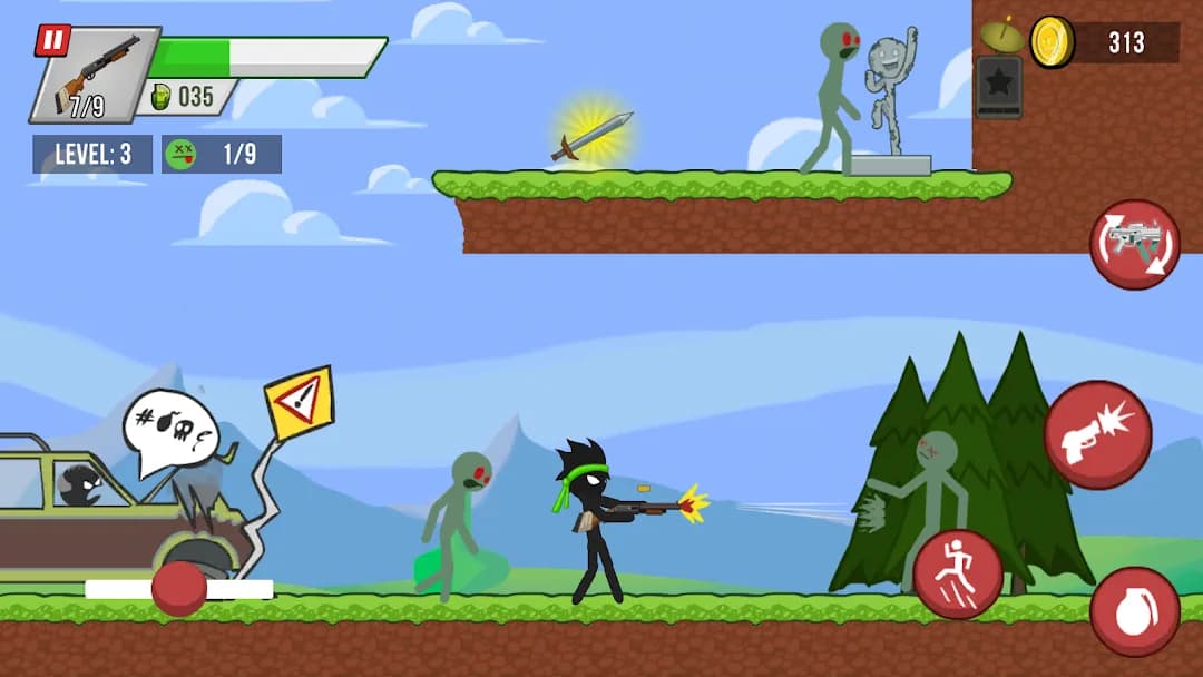 Stickman vs Zombies مهكرة — لقطة شاشة 1