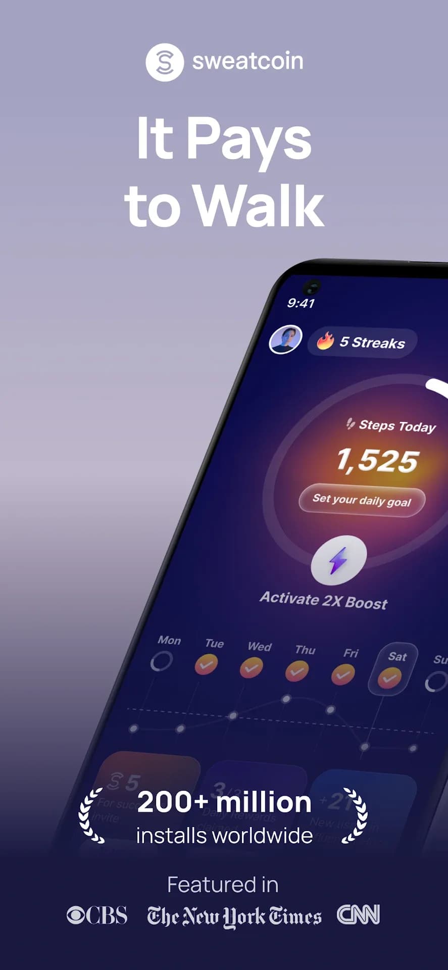 Sweatcoin مهكر — لقطة شاشة 1