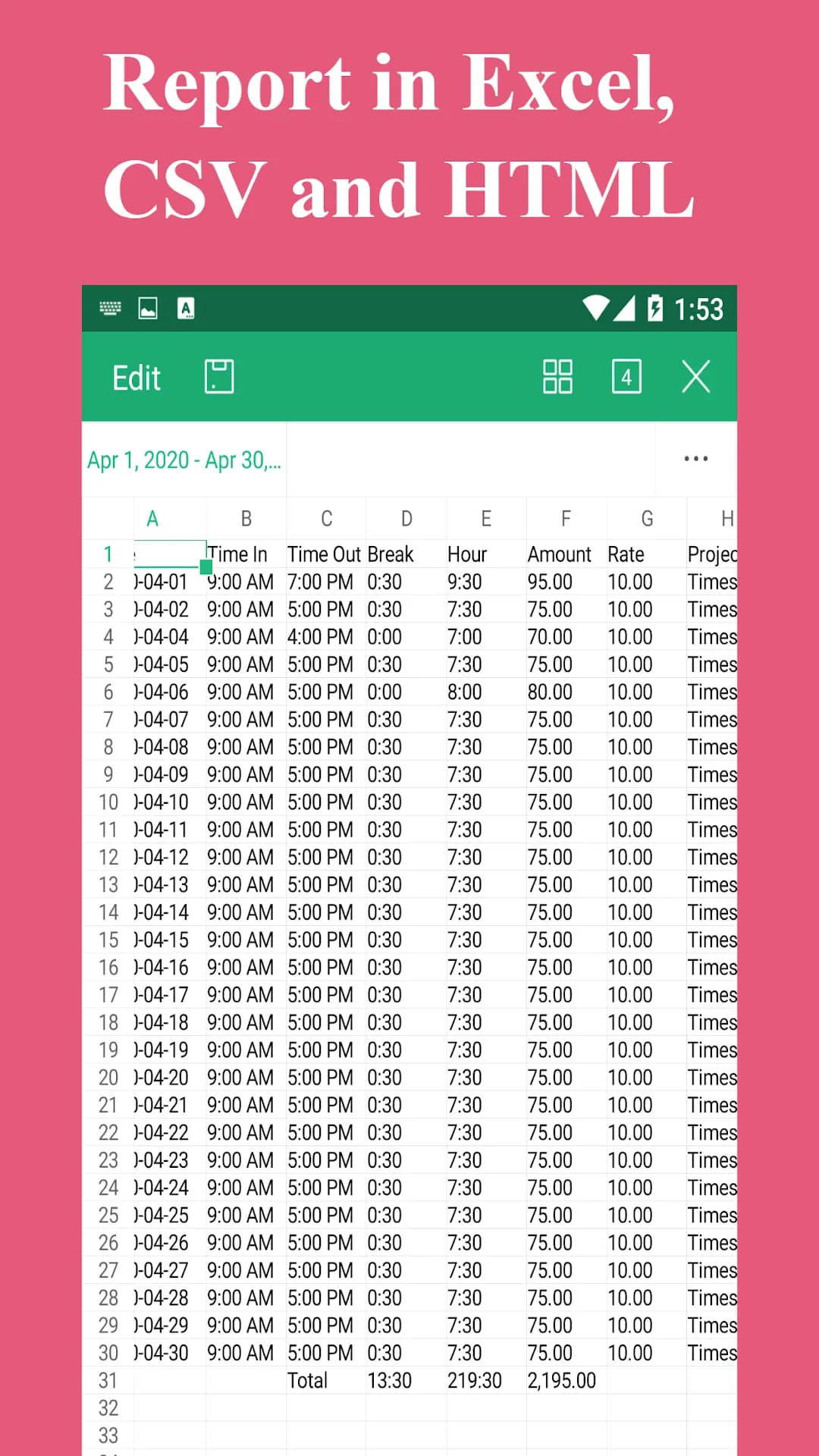 Timesheet مهكر — لقطة شاشة 4