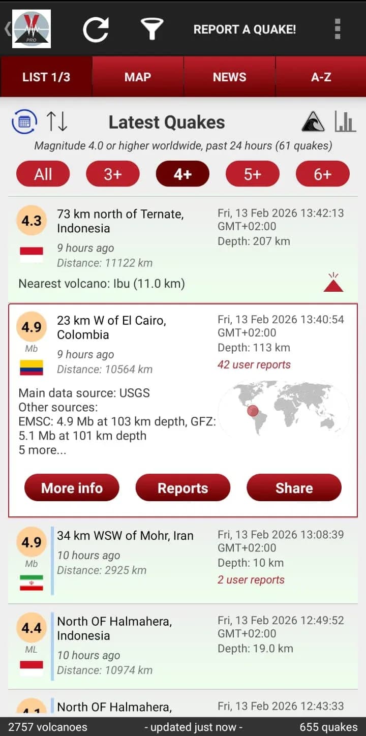 Volcanoes Earthquakes مهكر — لقطة شاشة 2