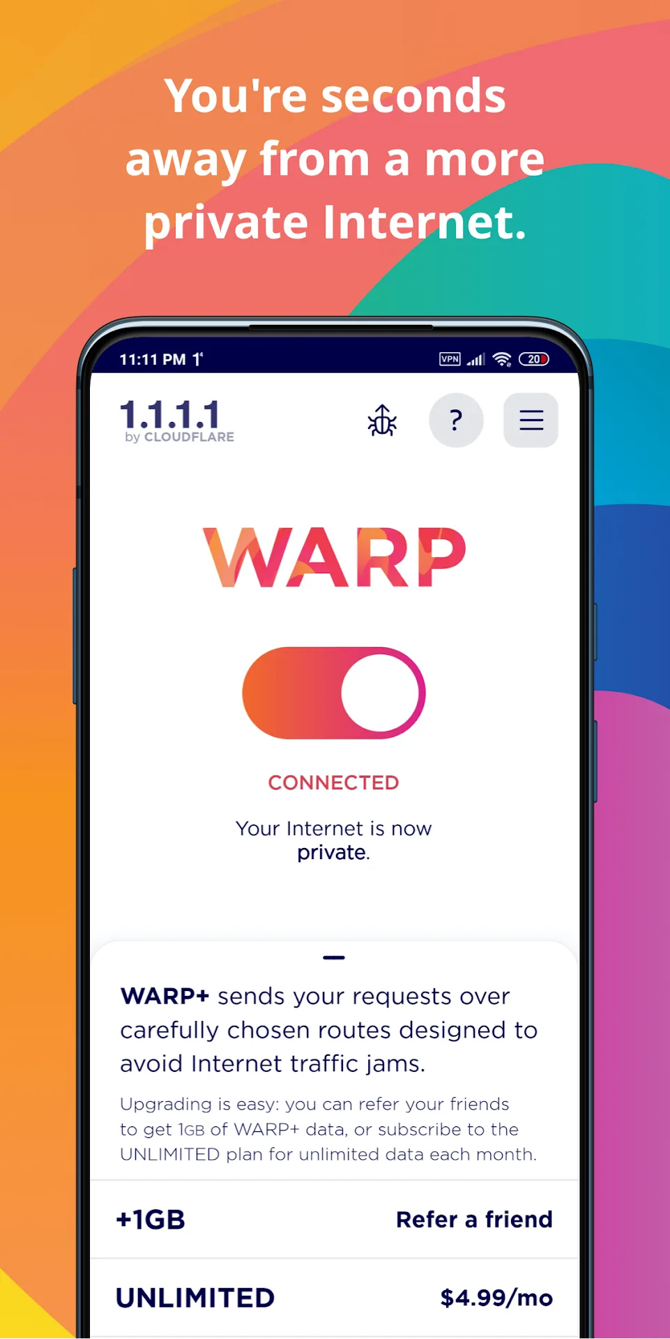 مُعَطِّل 1.1.1.1 VPN مهكر &mdash; لقطة 2